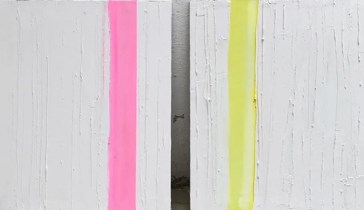 Diptych Yellow & Pink, the painting