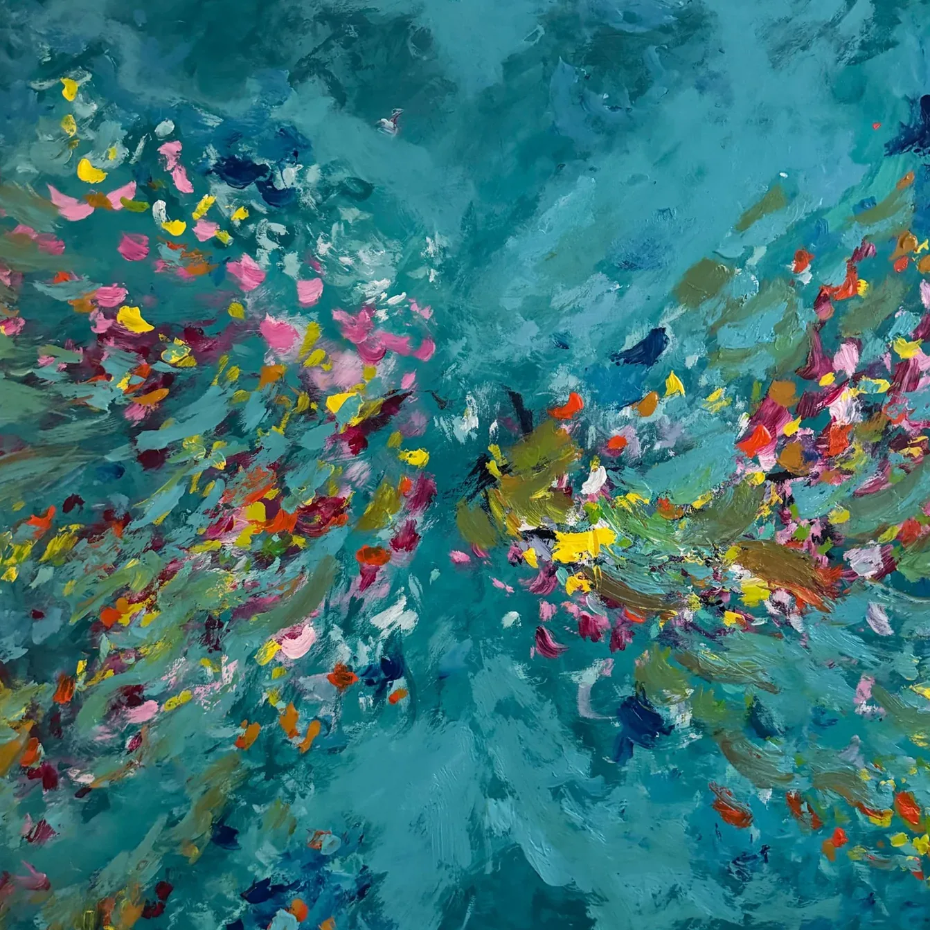 Turquoise in Motion, the painting